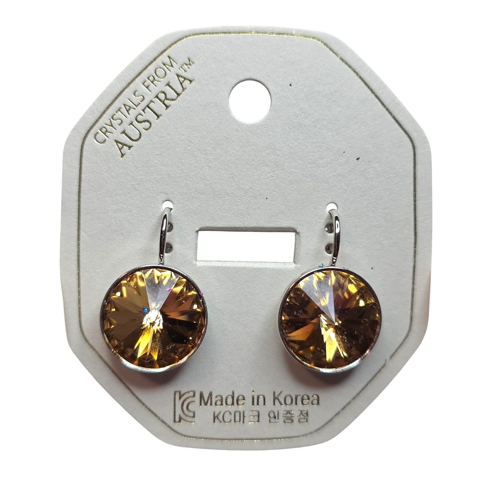 NWT SwarovskiElement Lite Colorado Brown15mm LeverbackEarringsPlatinum Plated■